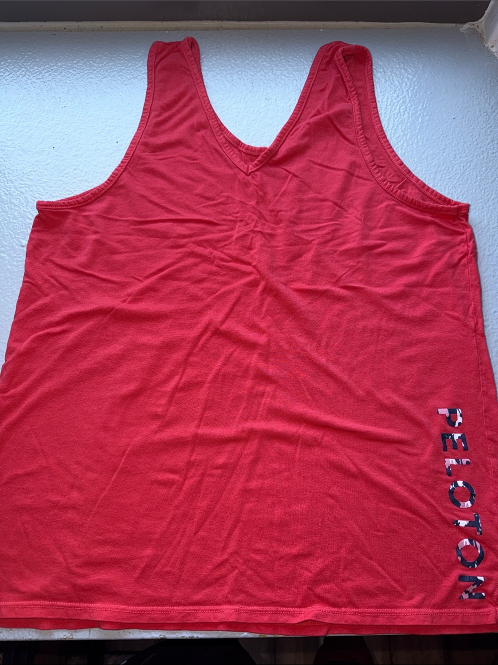 Peloton Red Sleeveless V-Neck Tank with Side Logo